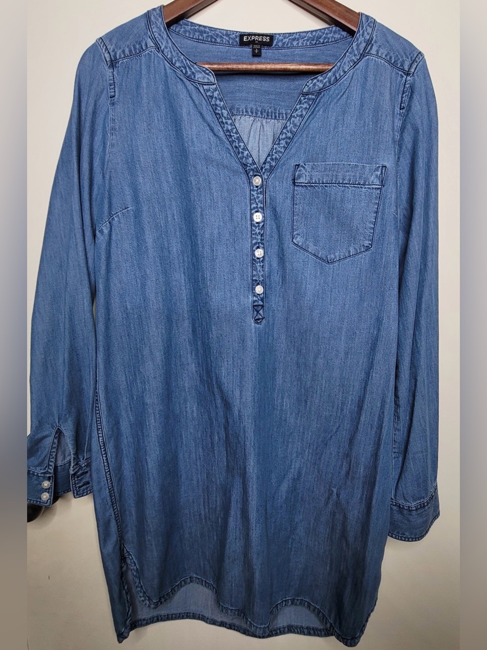 Express Denim Shirt Dress Women’s Small Chambray Button Front